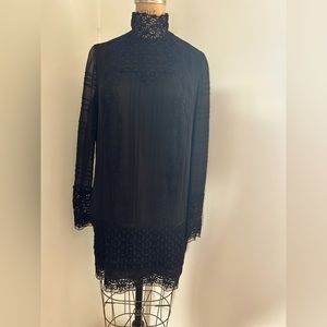 Giambattista Valli black lace mini dress silk 40 XS